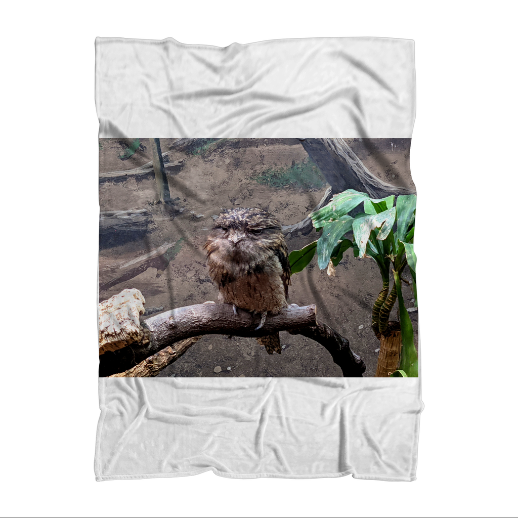 BirdOwl Sublimation Throw Blanket made of 100% polyester polar fleece, featuring vibrant sublimation prints and a white back.