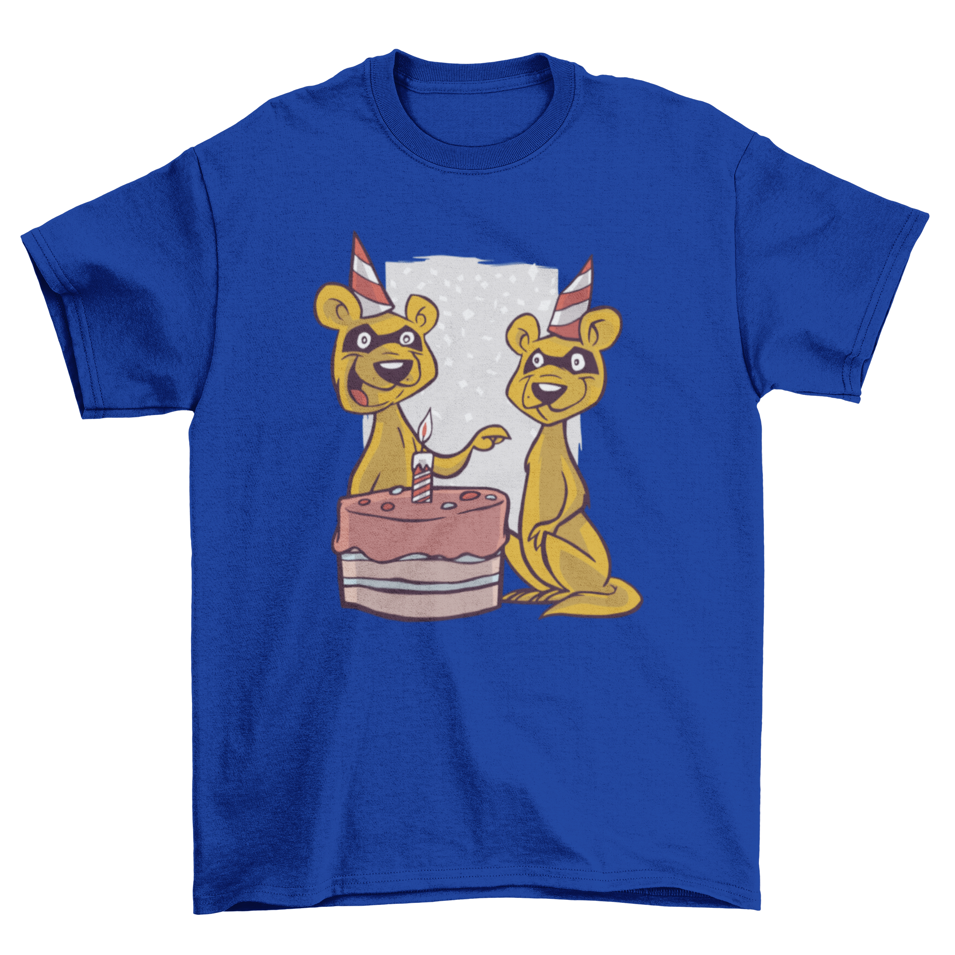 A playful Birthday Ferret T-shirt featuring two cute ferrets with a birthday cake and colorful decorations.