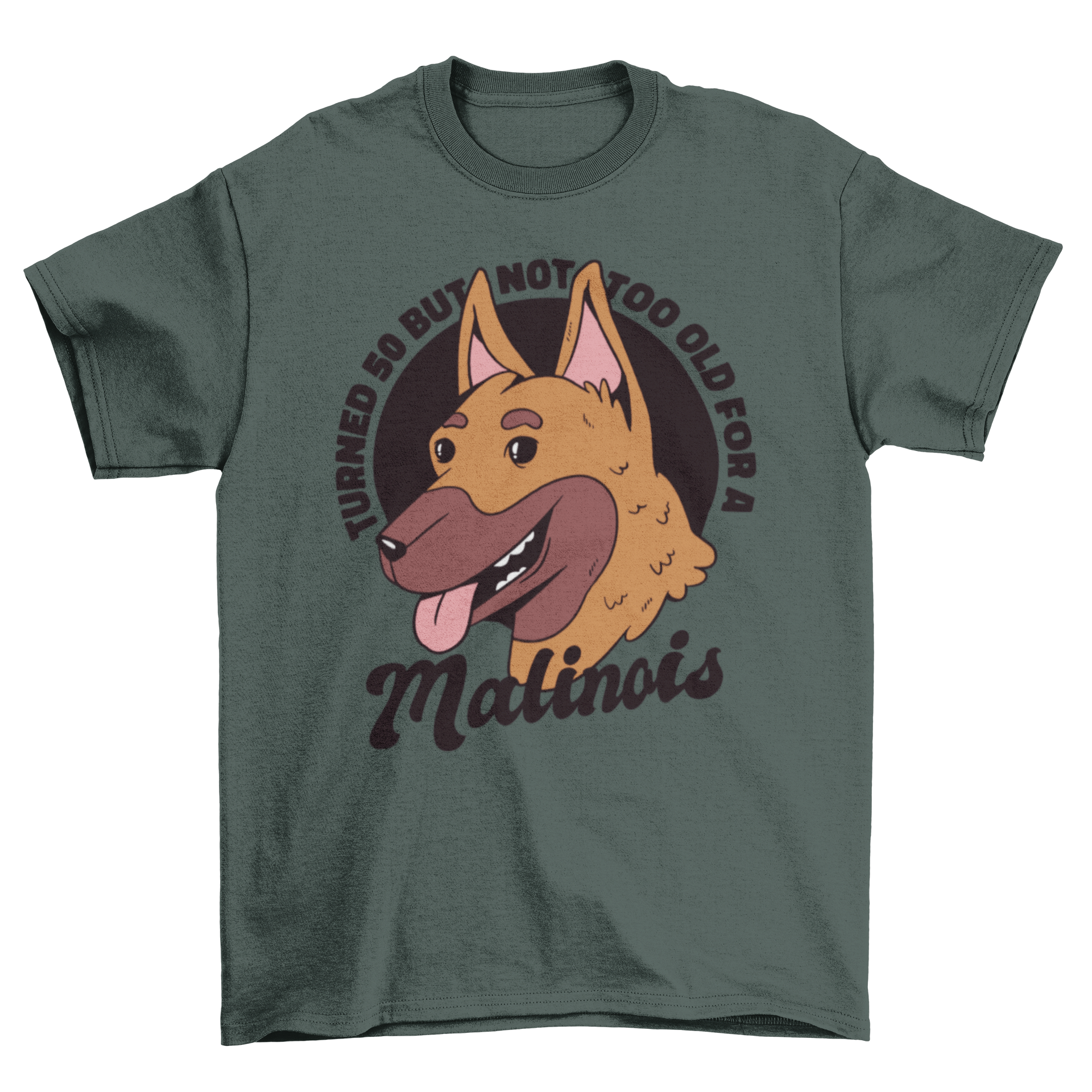 Birthday Malinois t-shirt featuring a playful dog illustration and humorous quote.