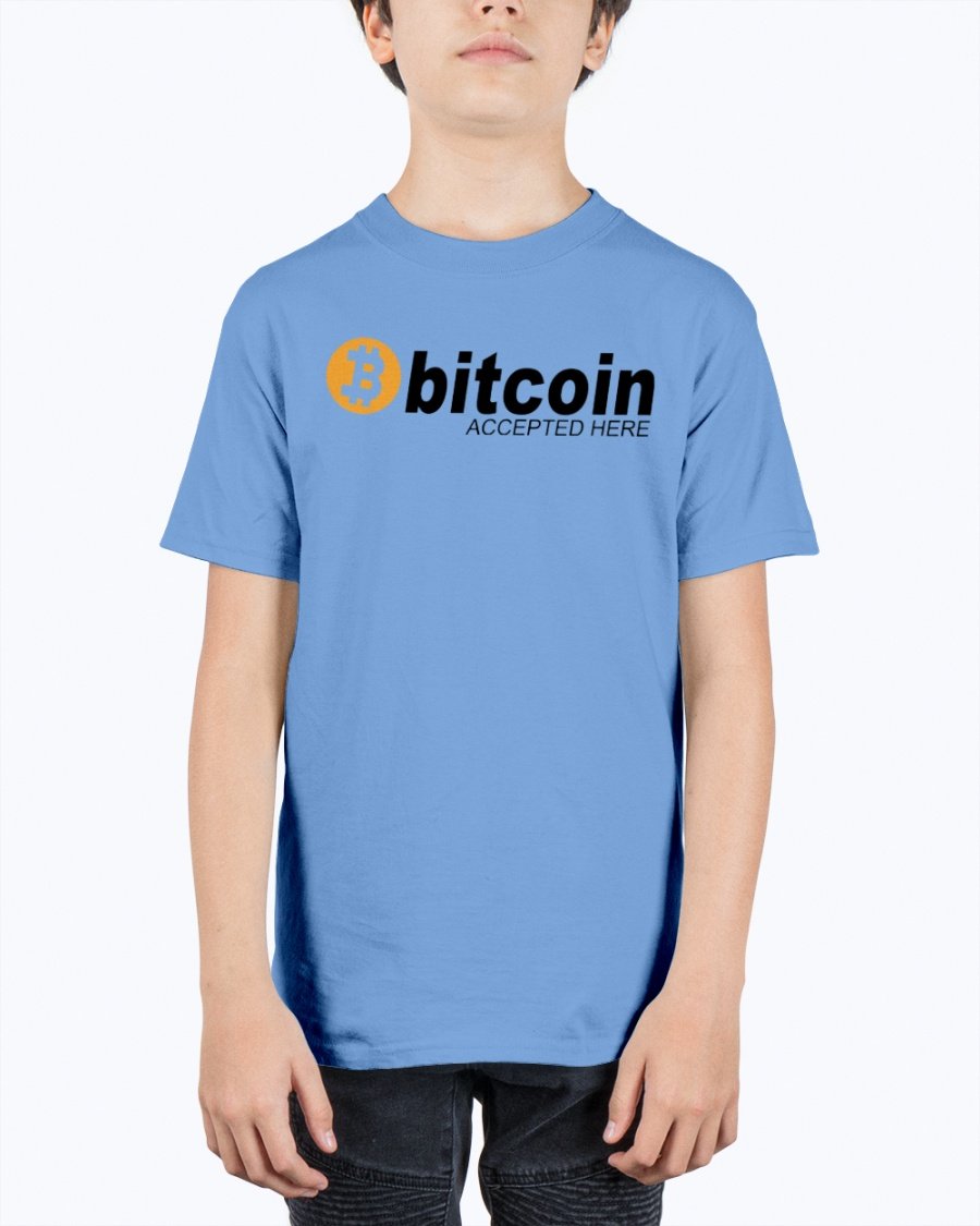 Unisex youth tee featuring Bitcoin logo, made from soft cotton, perfect for casual wear.