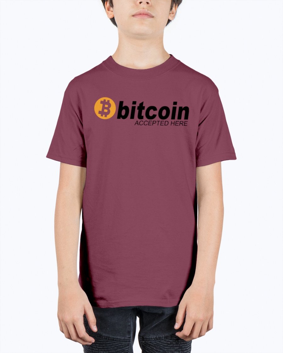 Unisex youth tee featuring Bitcoin logo, made from soft cotton, perfect for casual wear.