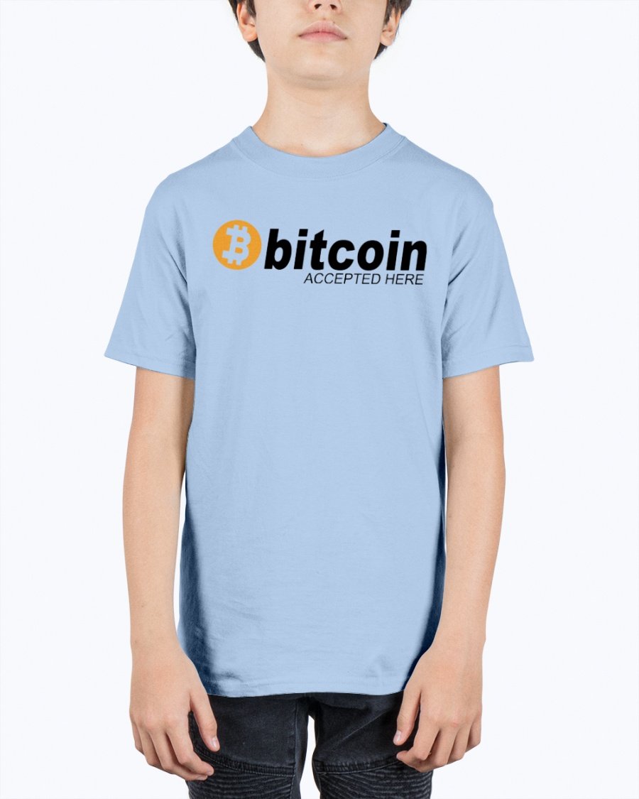 Unisex youth tee featuring Bitcoin logo, made from soft cotton, perfect for casual wear.