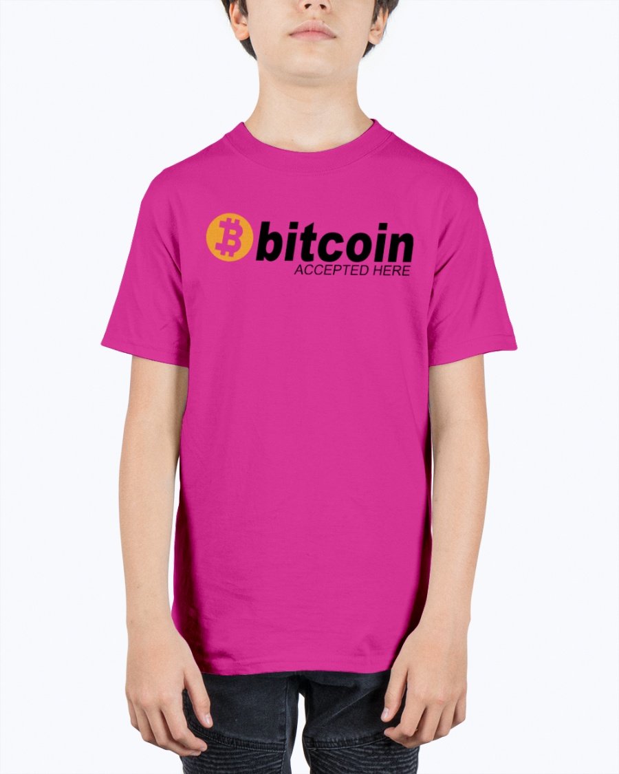 Unisex youth tee featuring Bitcoin logo, made from soft cotton, perfect for casual wear.