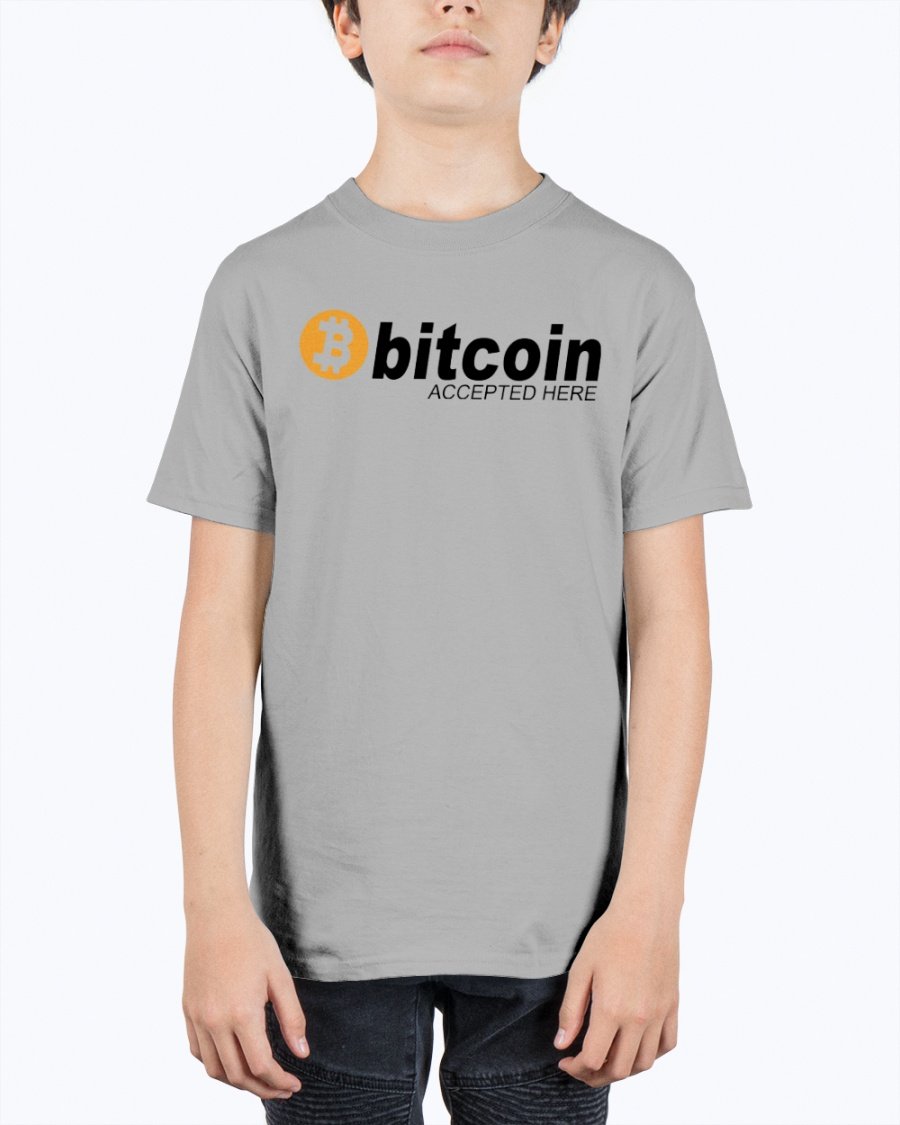 Unisex youth tee featuring Bitcoin logo, made from soft cotton, perfect for casual wear.