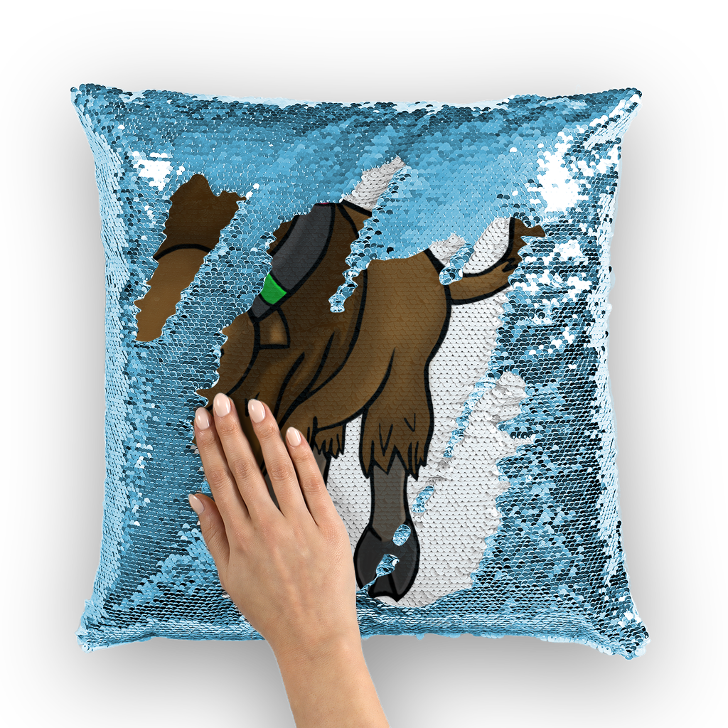 Bitox Sequin Cushion Cover featuring a vibrant mermaid design with shimmering sequins on a soft polyester fabric.