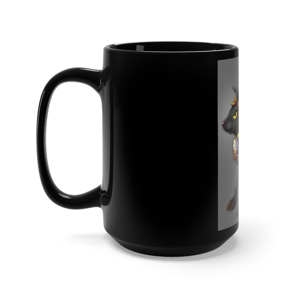 Black Amara Black Mug 15oz with rounded corners and C-handle, perfect for coffee and tea lovers.