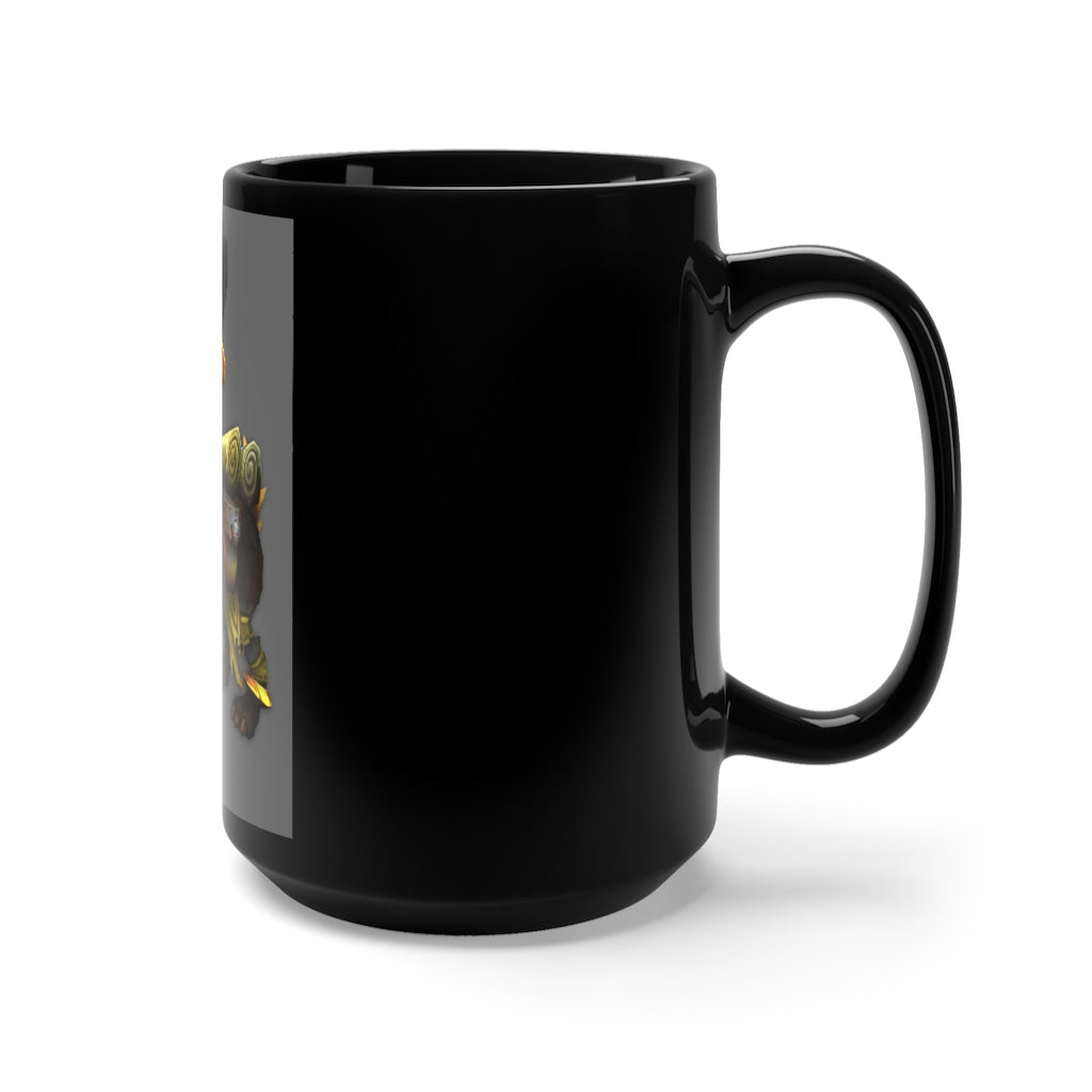 Black Amara Black Mug 15oz with rounded corners and C-handle, perfect for coffee and tea lovers.