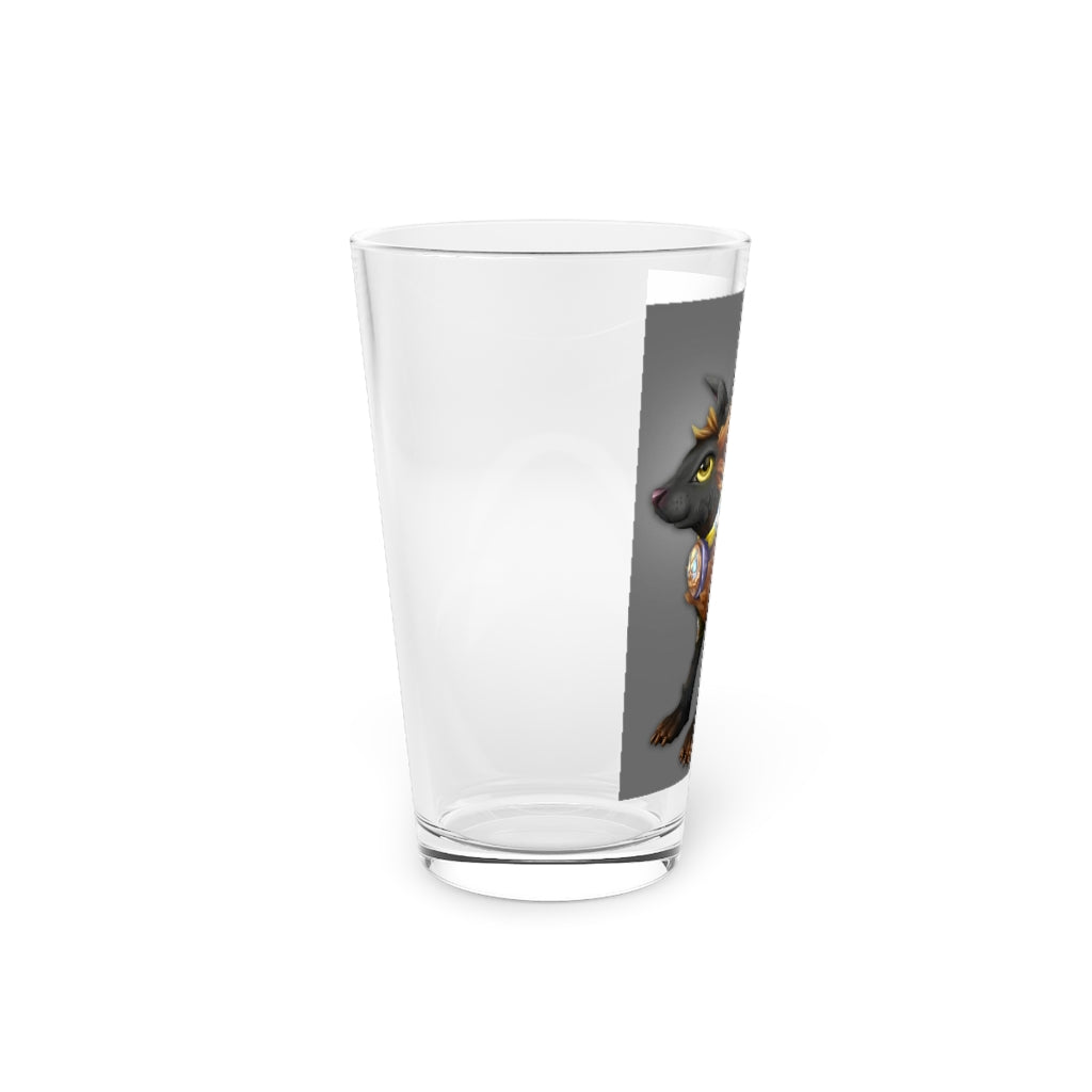 Black Amara Pint Glass, 16oz, clear glass with customizable design, perfect for beverages.