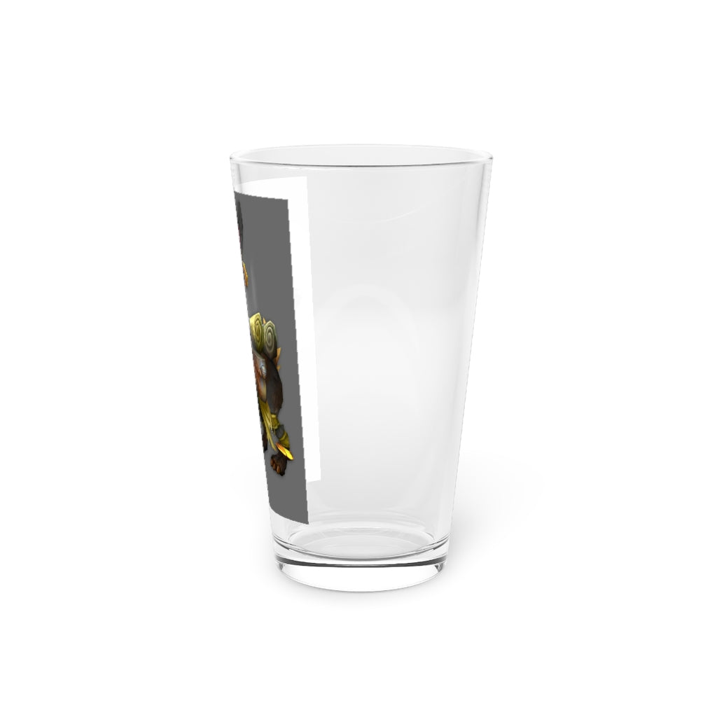 Black Amara Pint Glass, 16oz, clear glass with customizable design, perfect for beverages.