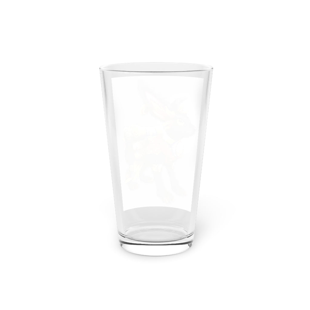 Black Amara Pint Glass, 16oz, clear glass with customizable design, perfect for beverages.