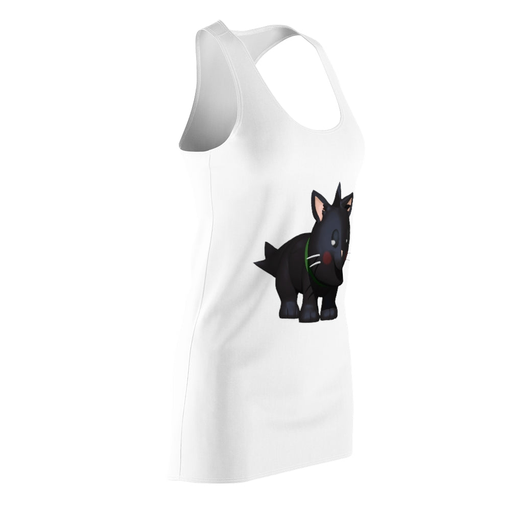 Black Cat Women's Cut & Sew Racerback Dress featuring a stylish design and comfortable fit, perfect for various occasions.