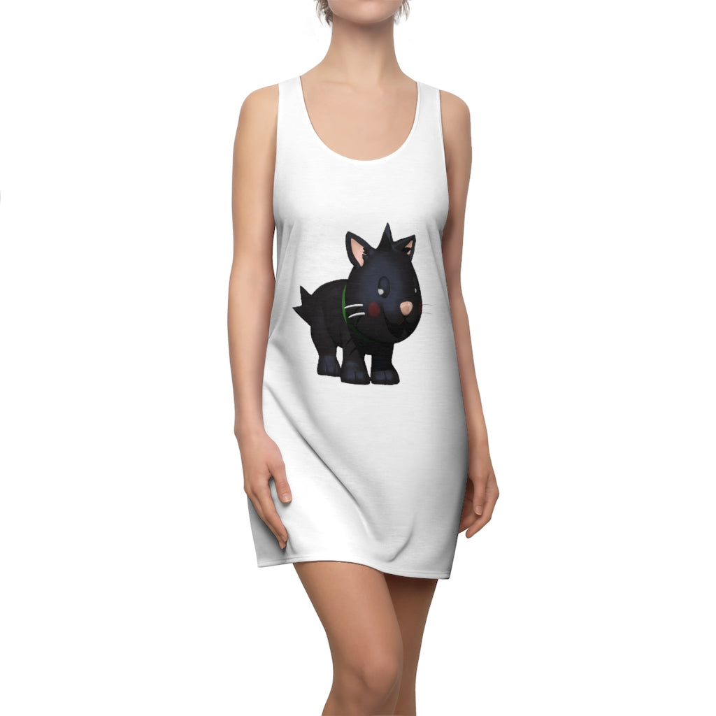 Black Cat Women's Cut & Sew Racerback Dress featuring a stylish design and comfortable fit, perfect for various occasions.