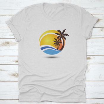 Black Coconut Tree T-shirt featuring a vibrant ocean wave design, made from 100% cotton for comfort and style.