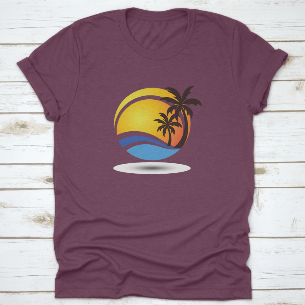 Black Coconut Tree T-shirt featuring a vibrant ocean wave design, made from 100% cotton for comfort and style.