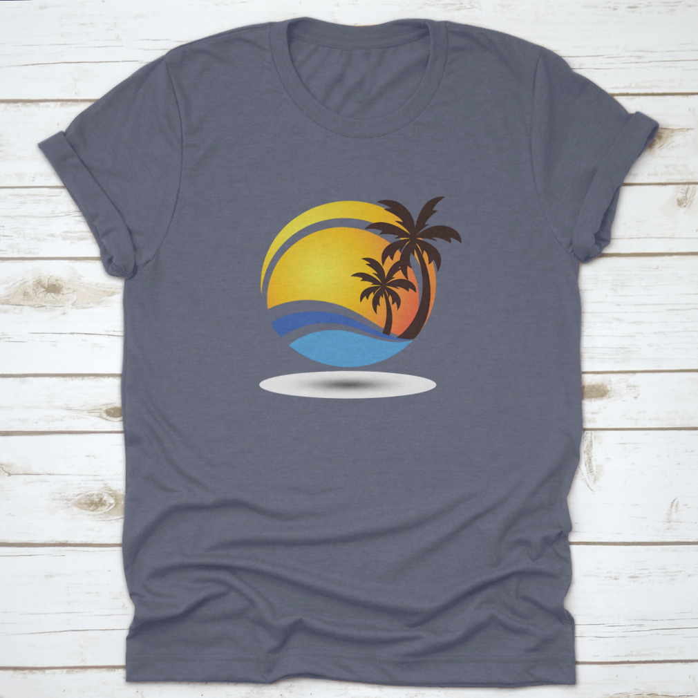 Black Coconut Tree T-shirt featuring a vibrant ocean wave design, made from 100% cotton for comfort and style.