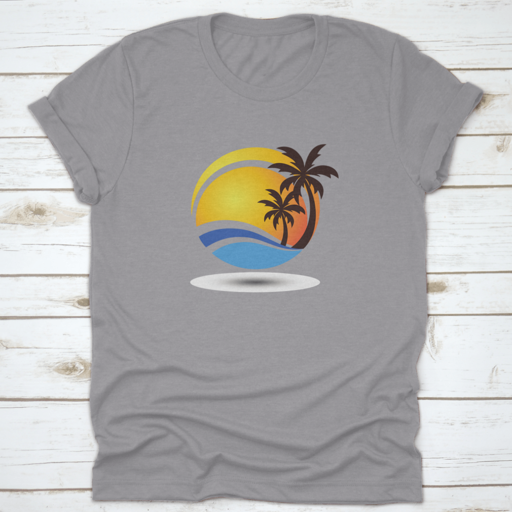 Black Coconut Tree T-shirt featuring a vibrant ocean wave design, made from 100% cotton for comfort and style.