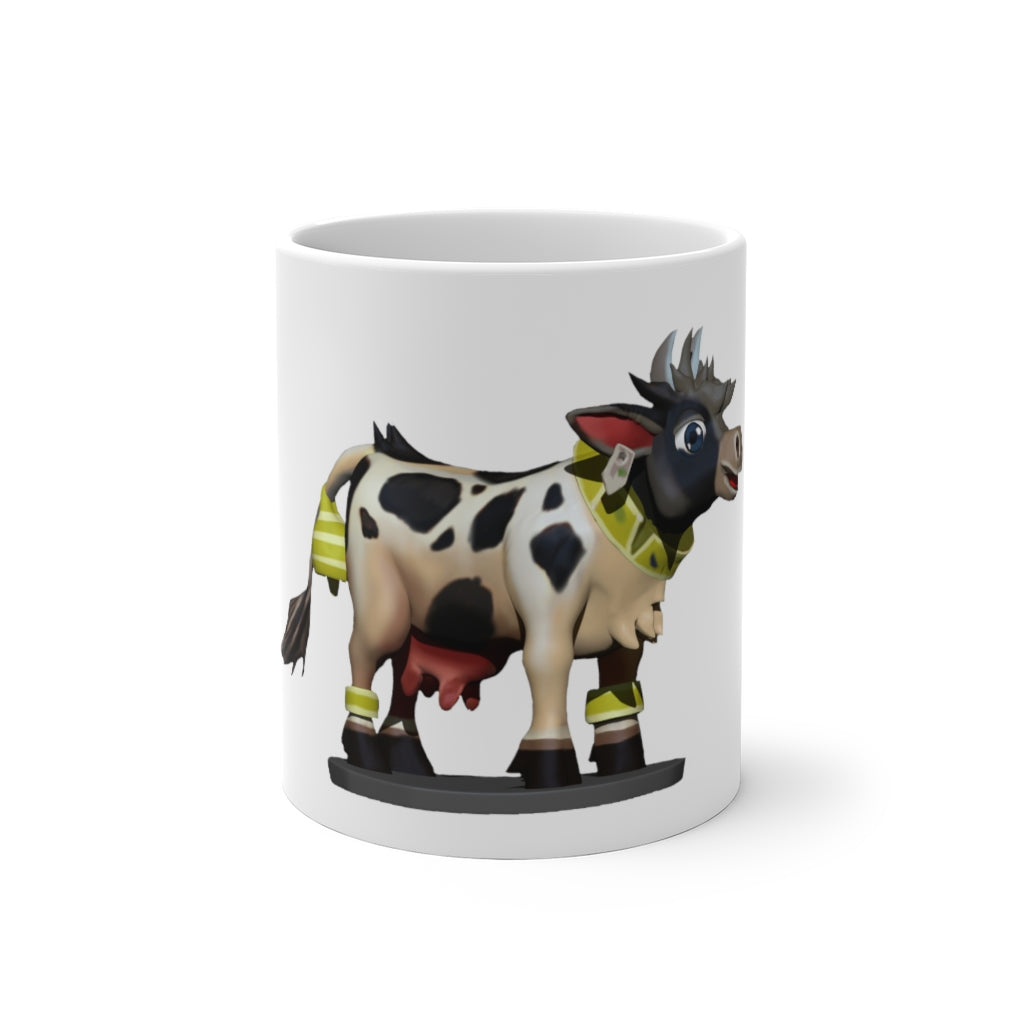 Black Cow Color Changing Mug showcasing its color-changing feature with a warm beverage inside.