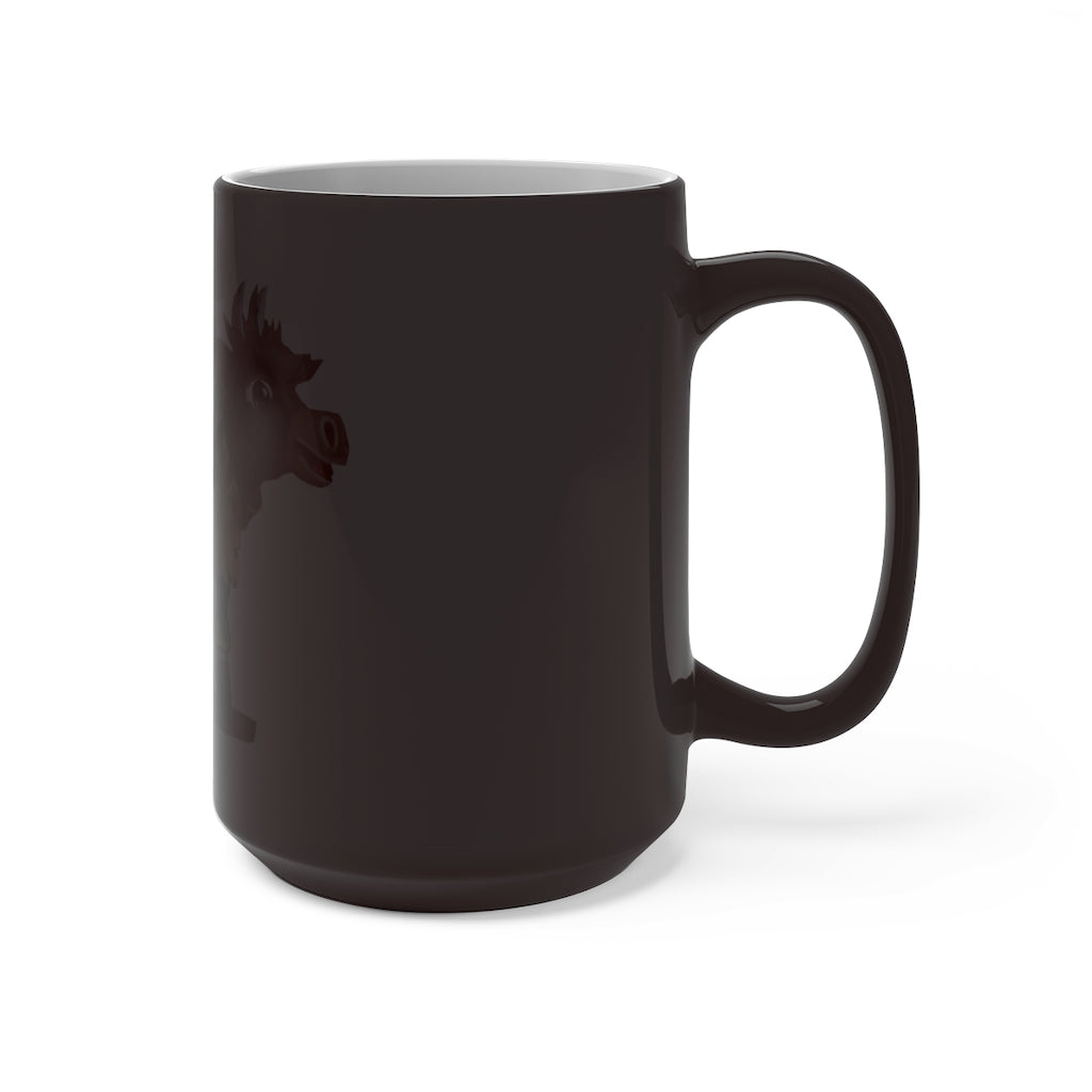 Black Cow Color Changing Mug showcasing its color-changing feature with a warm beverage inside.