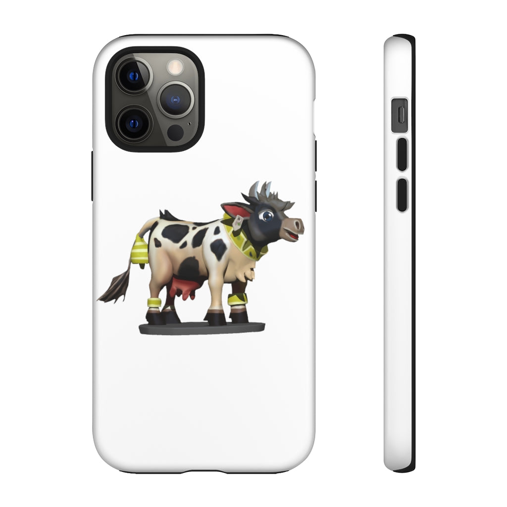 Black Cow Tough Case featuring a stylish design with impact-resistant polycarbonate and TPU liner for smartphone protection.