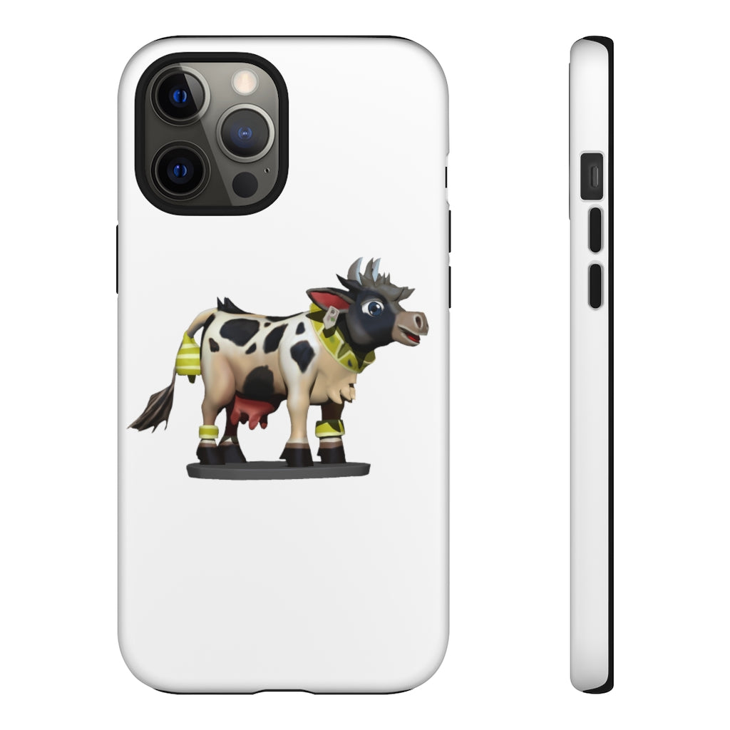 Black Cow Tough Case featuring a stylish design with impact-resistant polycarbonate and TPU liner for smartphone protection.