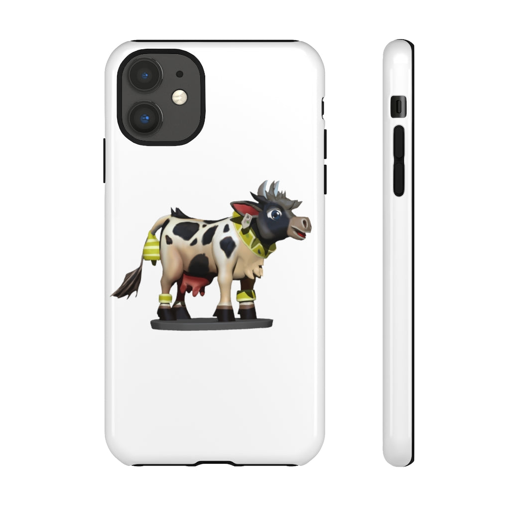 Black Cow Tough Case featuring a stylish design with impact-resistant polycarbonate and TPU liner for smartphone protection.