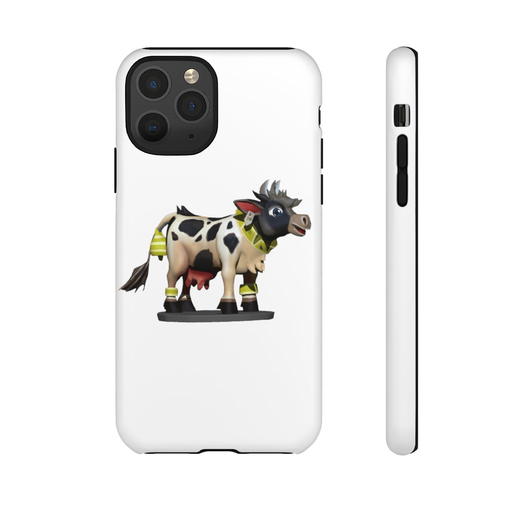 Black Cow Tough Case featuring a stylish design with impact-resistant polycarbonate and TPU liner for smartphone protection.