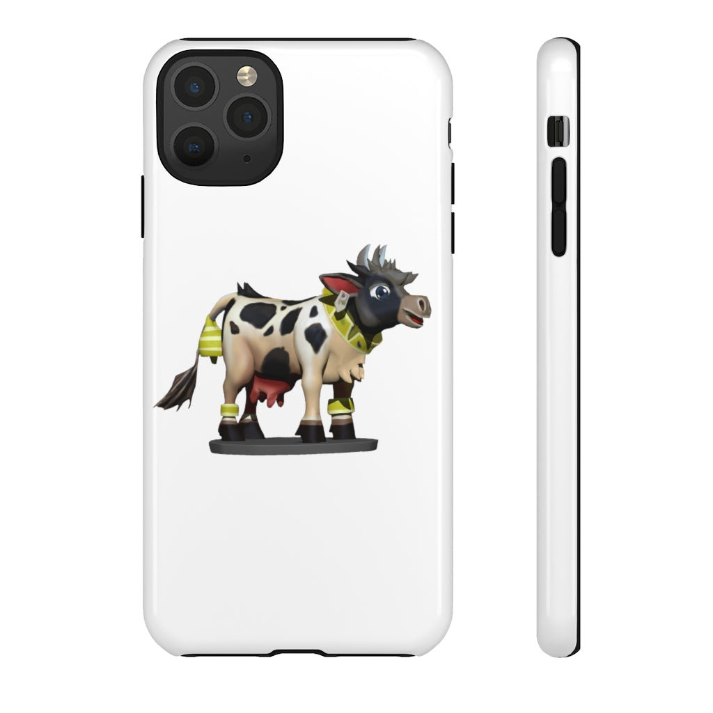 Black Cow Tough Case featuring a stylish design with impact-resistant polycarbonate and TPU liner for smartphone protection.