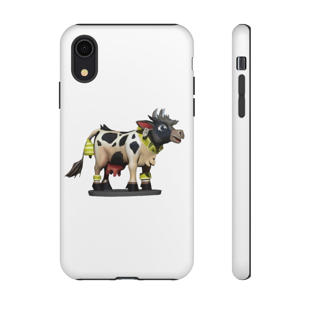 Black Cow Tough Case featuring a stylish design with impact-resistant polycarbonate and TPU liner for smartphone protection.