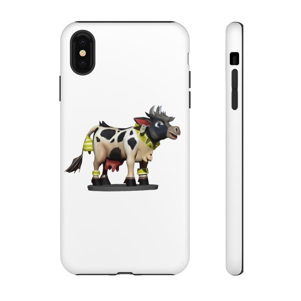 Black Cow Tough Case featuring a stylish design with impact-resistant polycarbonate and TPU liner for smartphone protection.