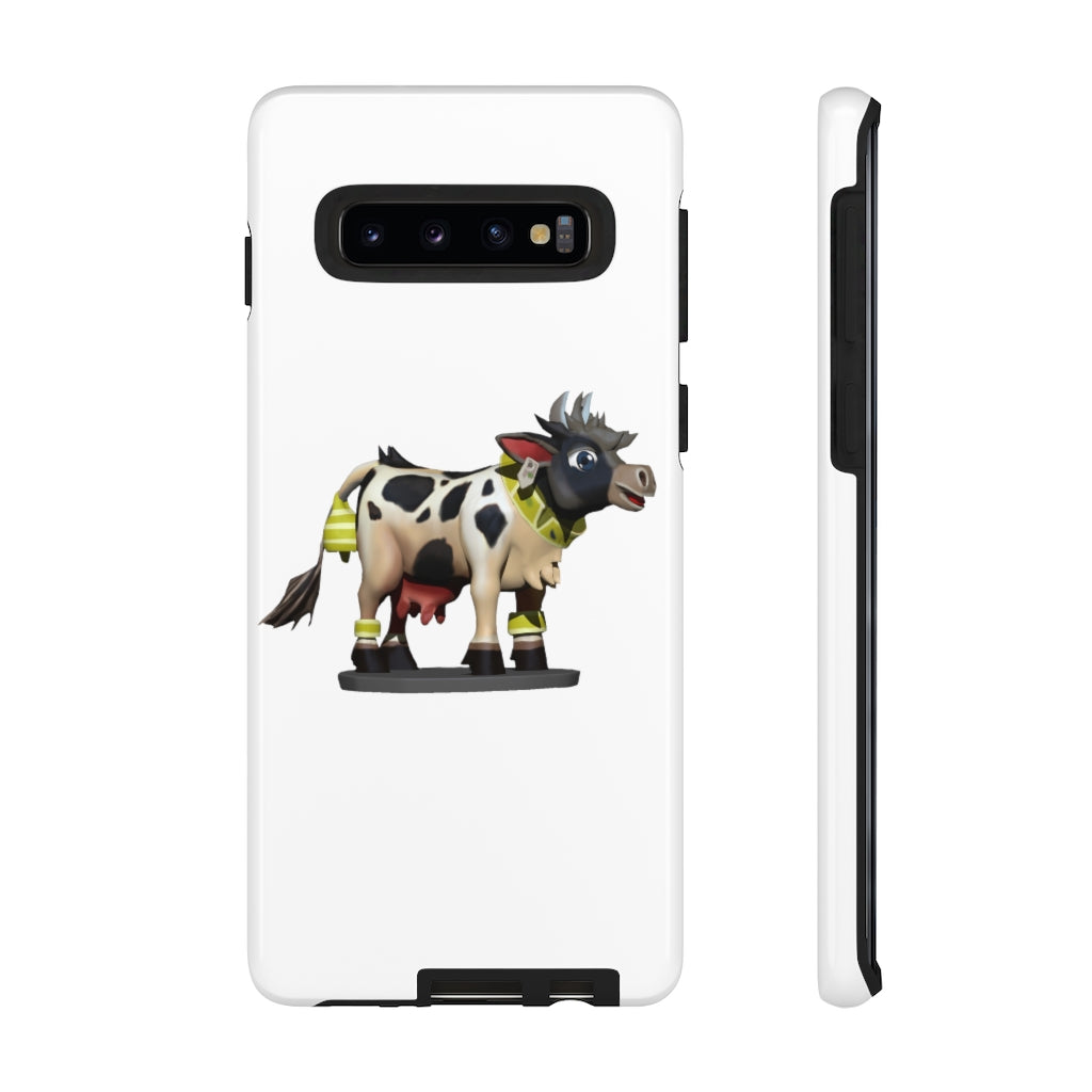 Black Cow Tough Case featuring a stylish design with impact-resistant polycarbonate and TPU liner for smartphone protection.