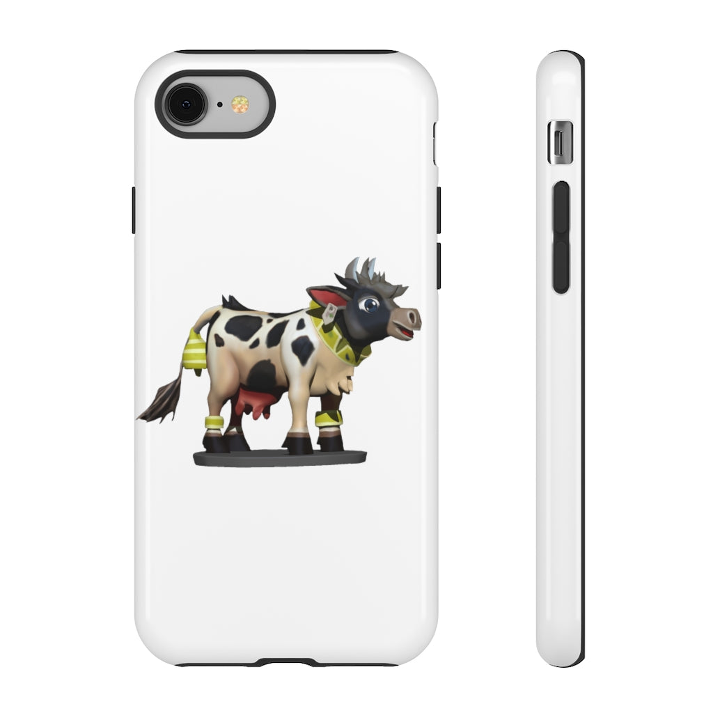 Black Cow Tough Case featuring a stylish design with impact-resistant polycarbonate and TPU liner for smartphone protection.