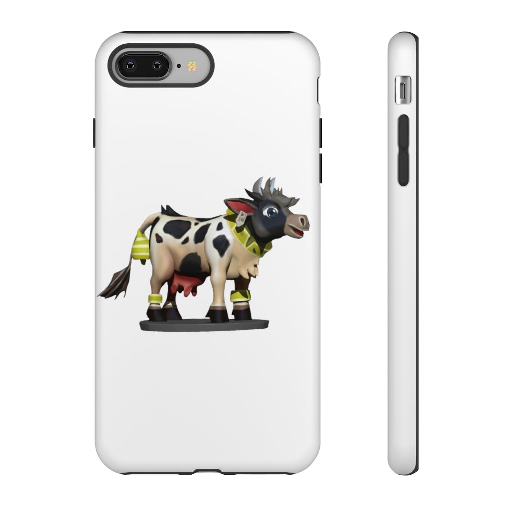 Black Cow Tough Case featuring a stylish design with impact-resistant polycarbonate and TPU liner for smartphone protection.