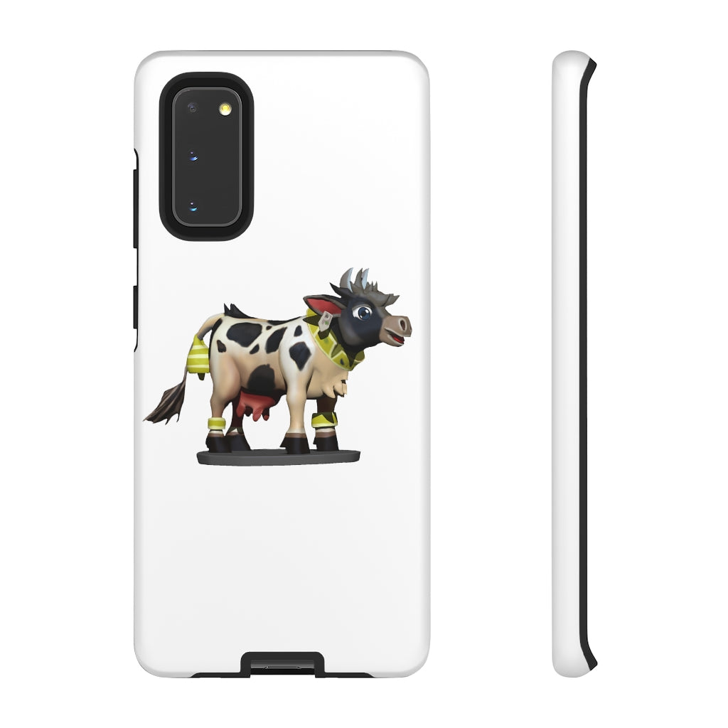 Black Cow Tough Case featuring a stylish design with impact-resistant polycarbonate and TPU liner for smartphone protection.