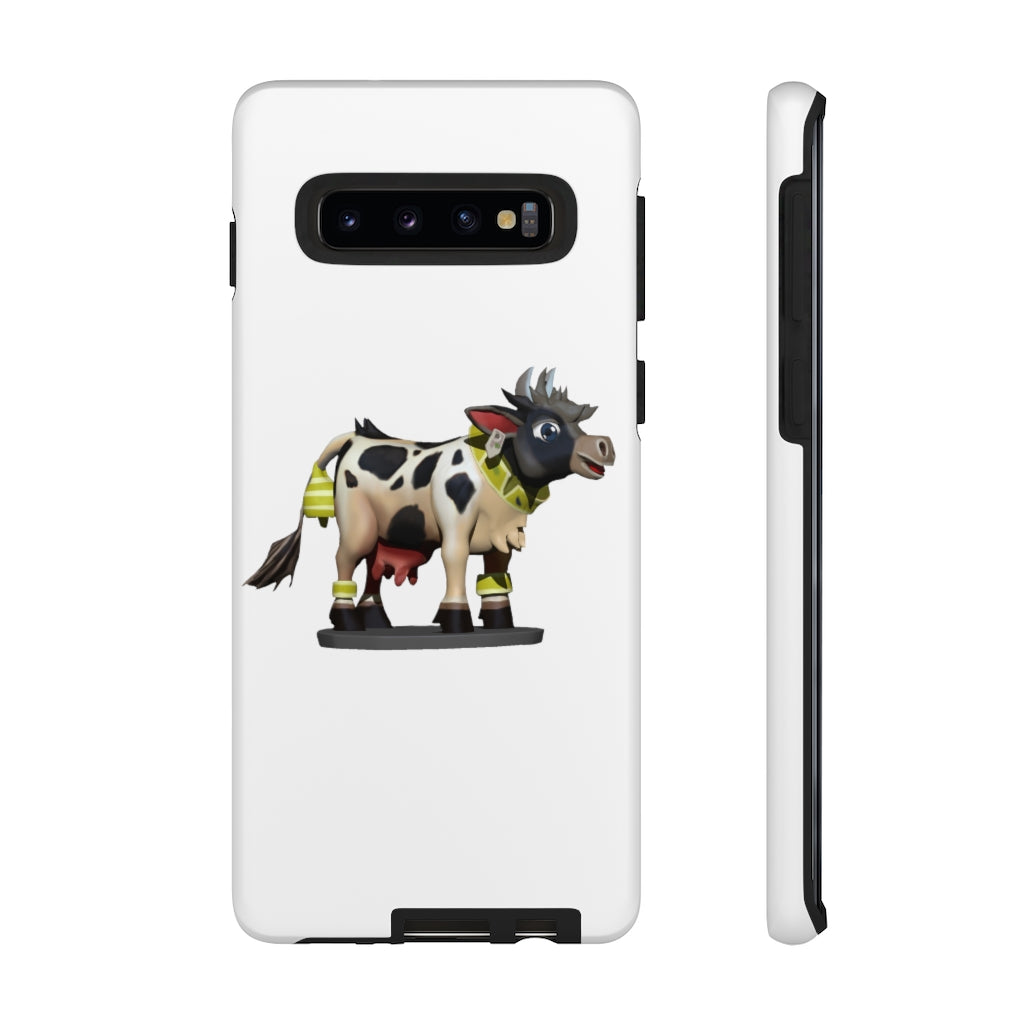 Black Cow Tough Case featuring a stylish design with impact-resistant polycarbonate and TPU liner for smartphone protection.