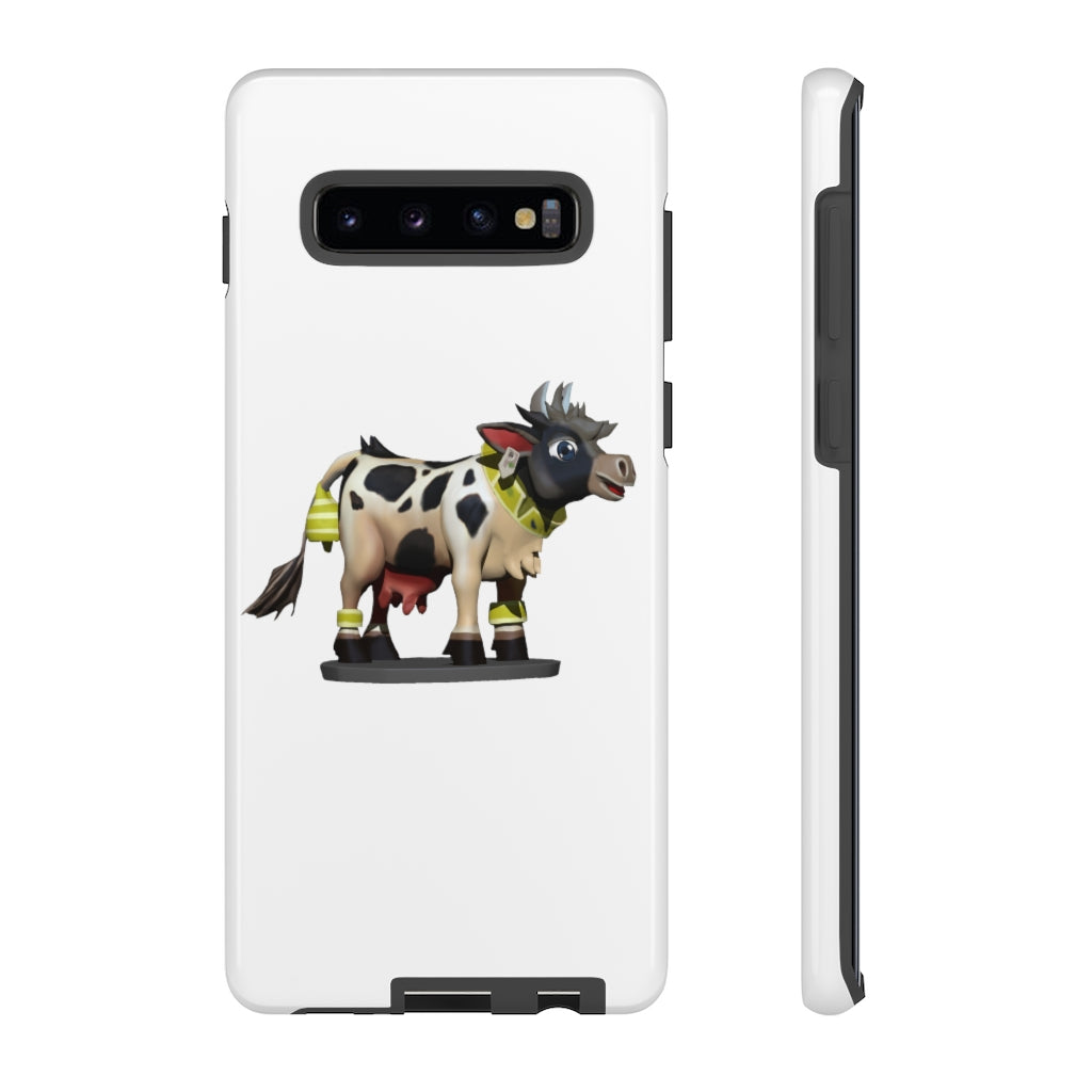 Black Cow Tough Case featuring a stylish design with impact-resistant polycarbonate and TPU liner for smartphone protection.