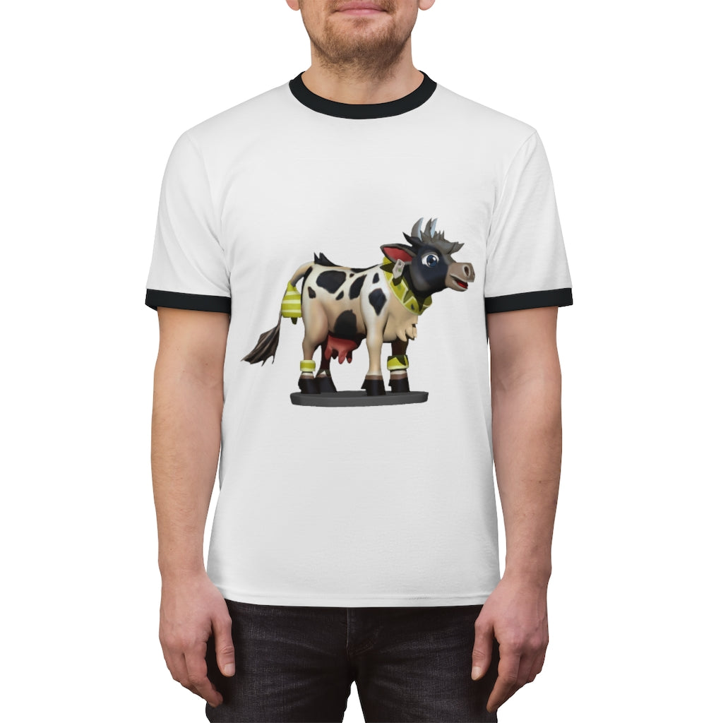 Black Cow Unisex Ringer Tee in various colors with contrasting neckline, showcasing its lightweight and stylish design.