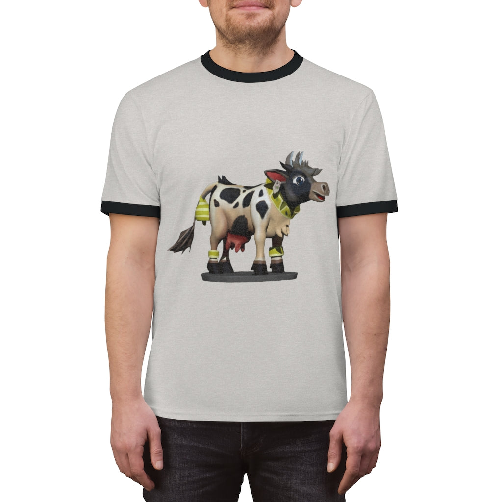 Black Cow Unisex Ringer Tee in various colors with contrasting neckline, showcasing its lightweight and stylish design.