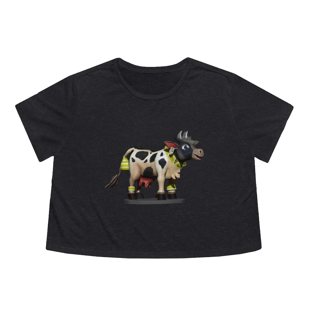 Black Cow Women's Flowy Cropped Tee in various colors, showcasing its soft fabric and stylish design.