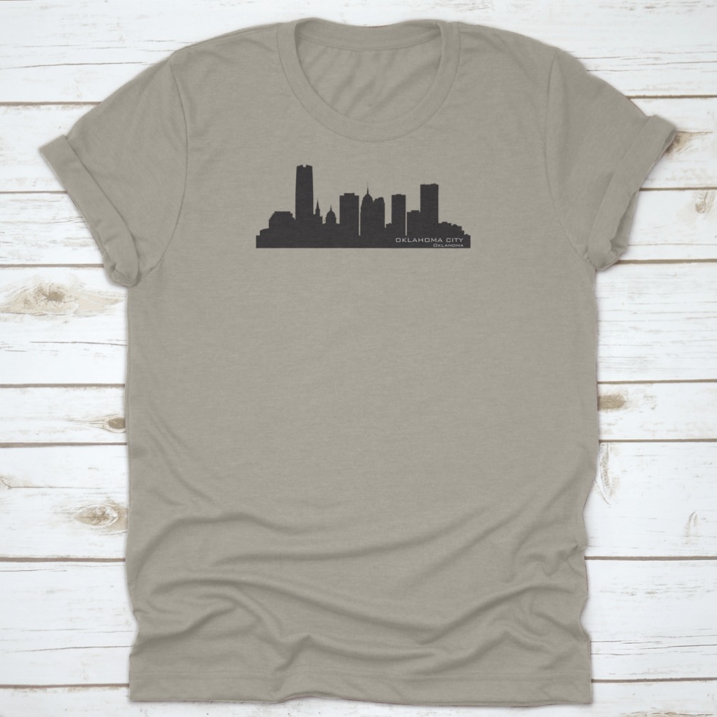 Black Orlahoma Downtown City T-Shirt featuring a classic fit and midweight fabric, perfect for casual wear.