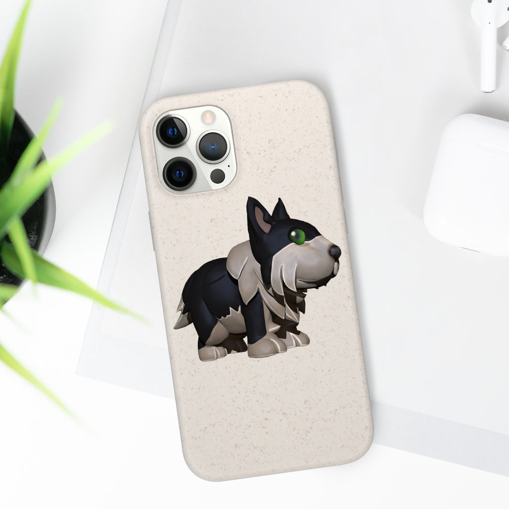 Black Dog Biodegradable Phone Case made from plant-based materials, featuring a slim design and precise cutouts for connectivity.