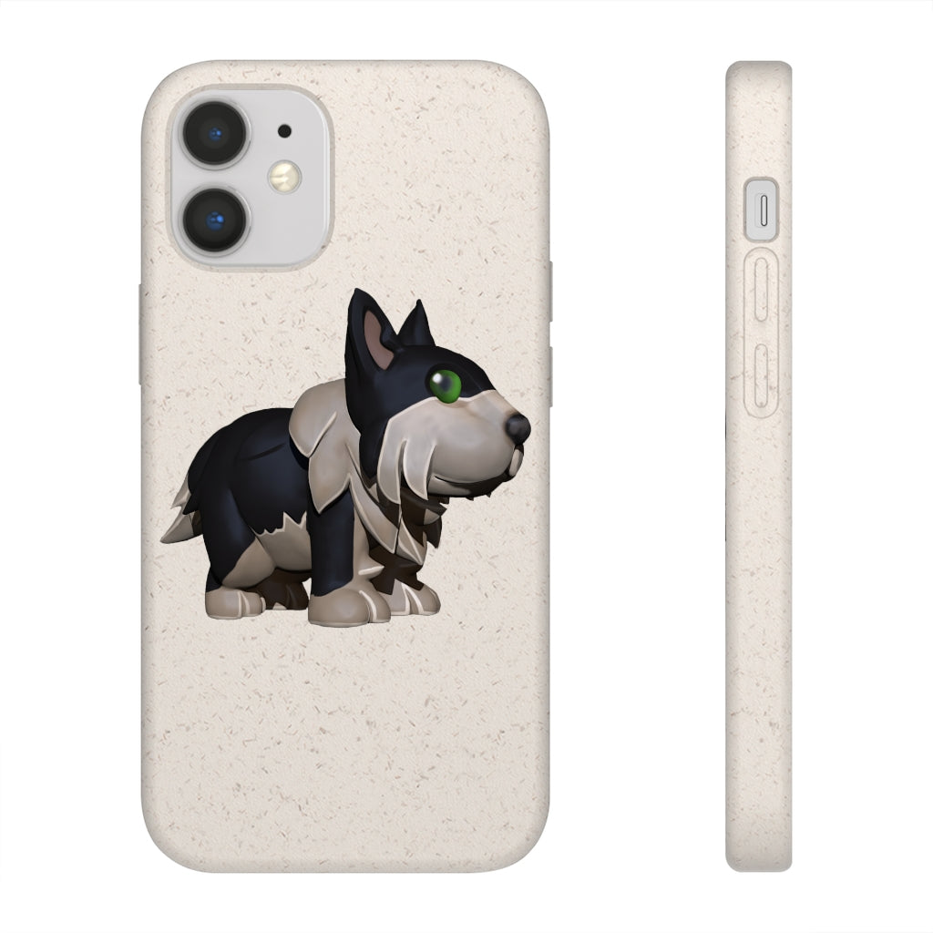 Black Dog Biodegradable Phone Case made from plant-based materials, featuring a slim design and precise cutouts for connectivity.