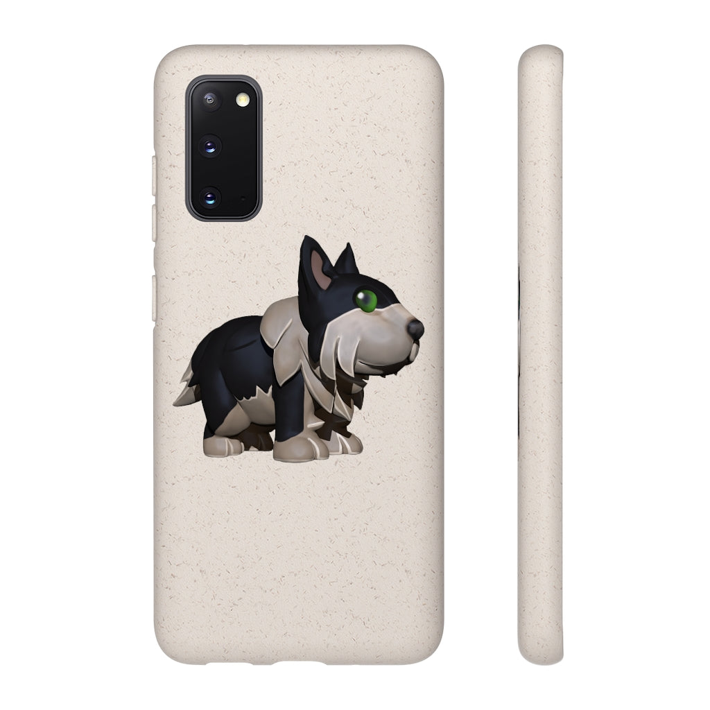 Black Dog Biodegradable Phone Case made from plant-based materials, featuring a slim design and precise cutouts for connectivity.