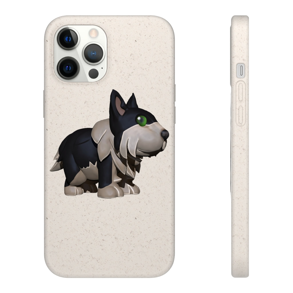 Black Dog Biodegradable Phone Case made from plant-based materials, featuring a slim design and precise cutouts for connectivity.