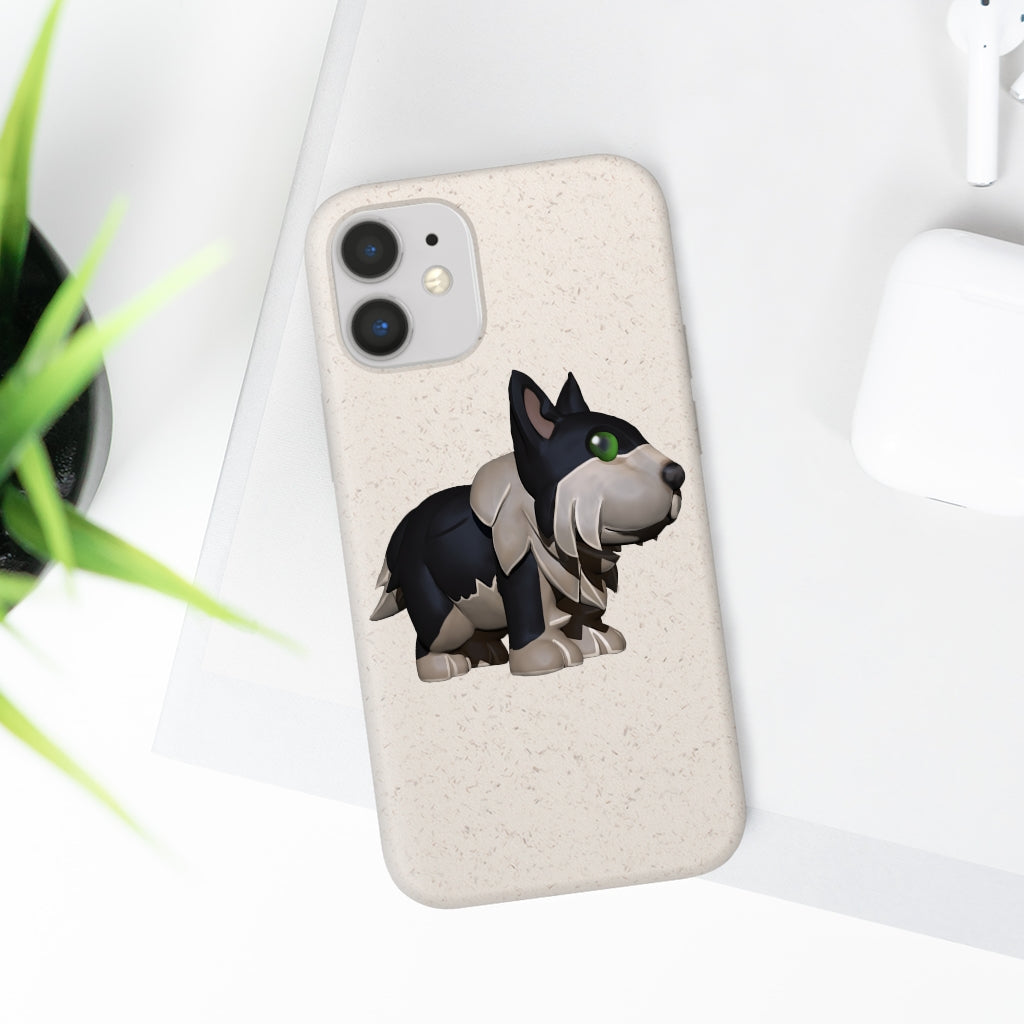 Black Dog Biodegradable Phone Case made from plant-based materials, featuring a slim design and precise cutouts for connectivity.