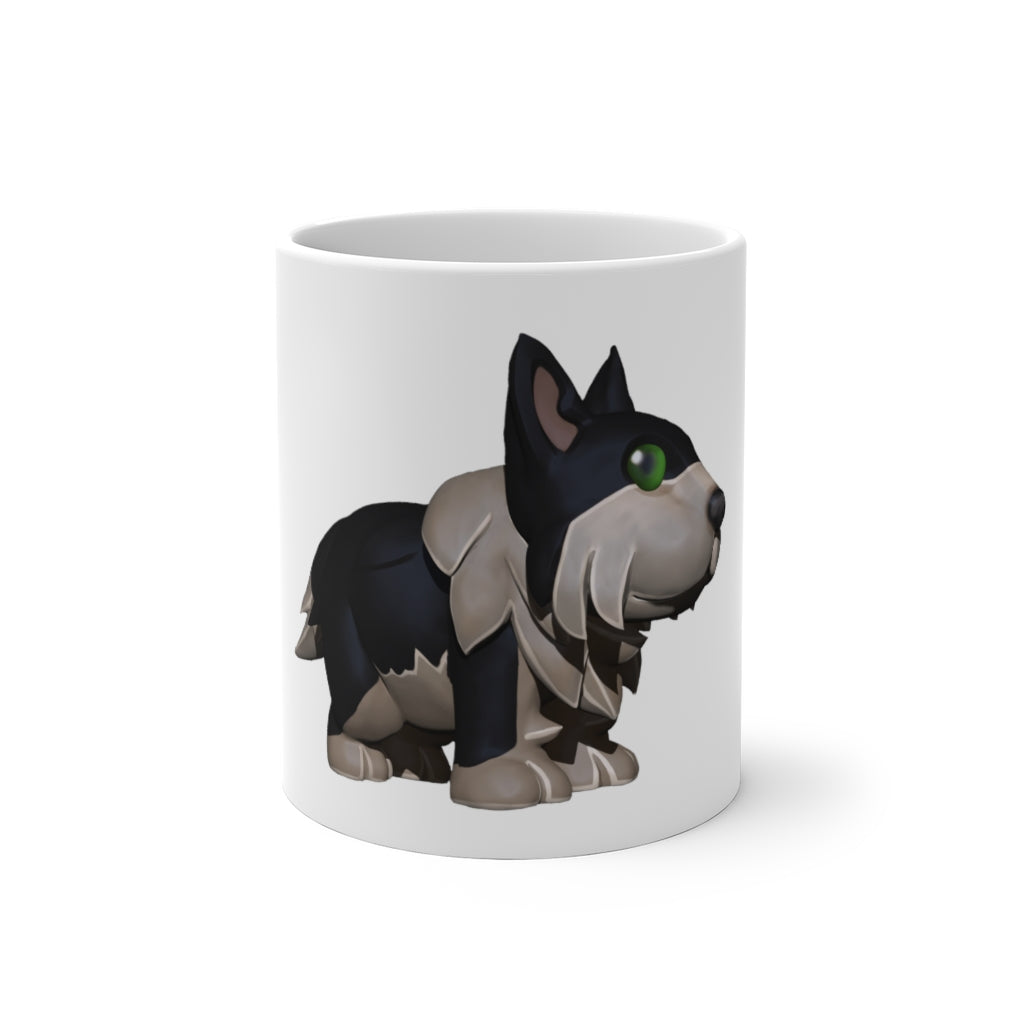 Black Dog Color Changing Mug showcasing its unique color-changing feature when filled with hot liquid.