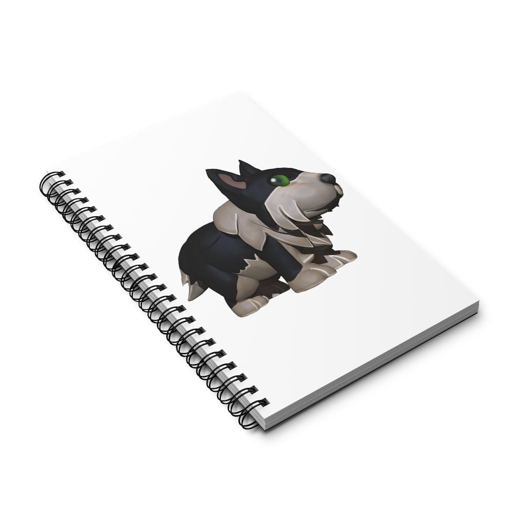 Black Dog Spiral Journal featuring a stylish front cover, available in various styles including blank, dot grid, lined, and task manager.