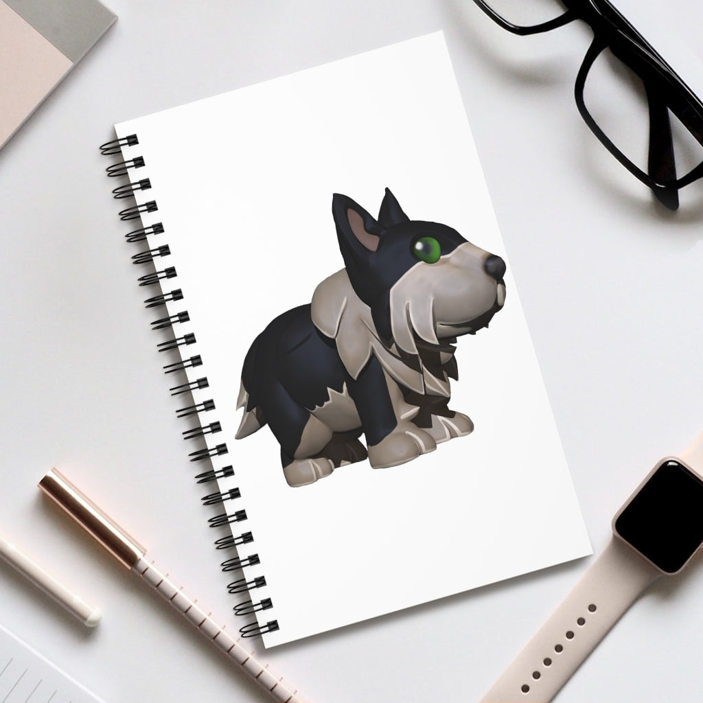 Black Dog Spiral Journal featuring a stylish front cover, available in various styles including blank, dot grid, lined, and task manager.