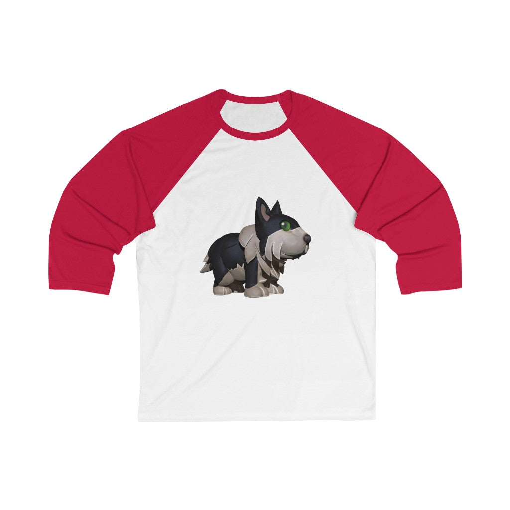 Black Dog Unisex 3/4 Sleeve Baseball Tee featuring contrasting sleeves and ribbed collar, ideal for custom designs.