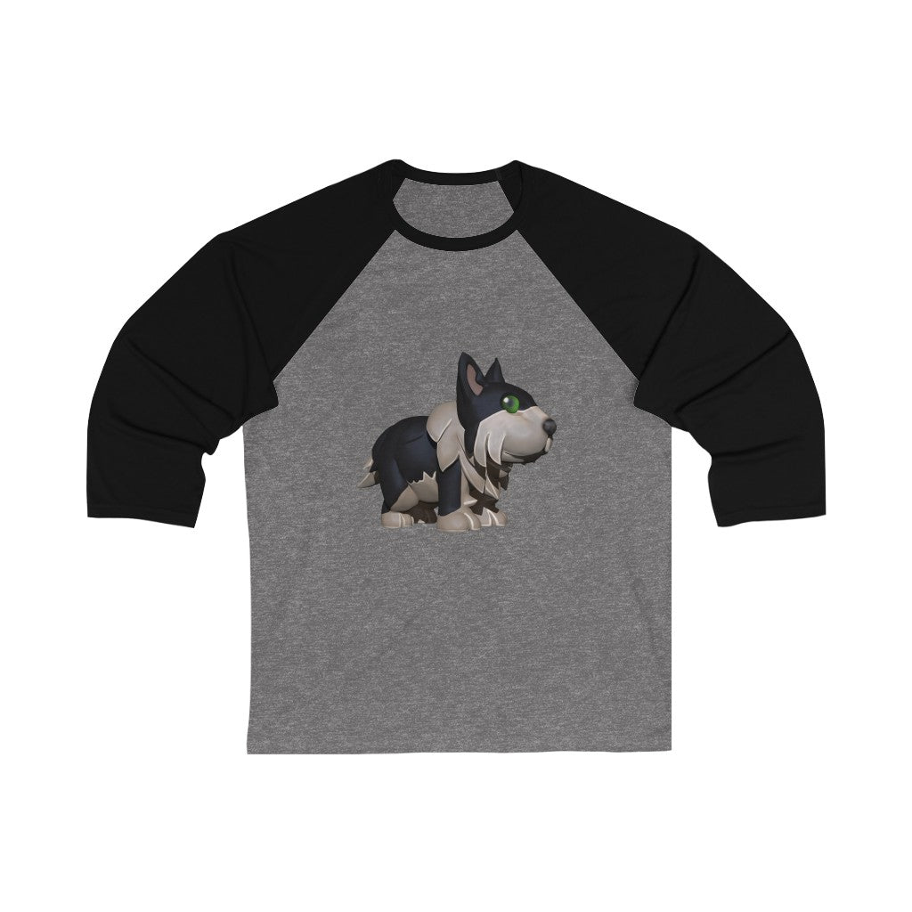 Black Dog Unisex 3/4 Sleeve Baseball Tee featuring contrasting sleeves and ribbed collar, ideal for custom designs.