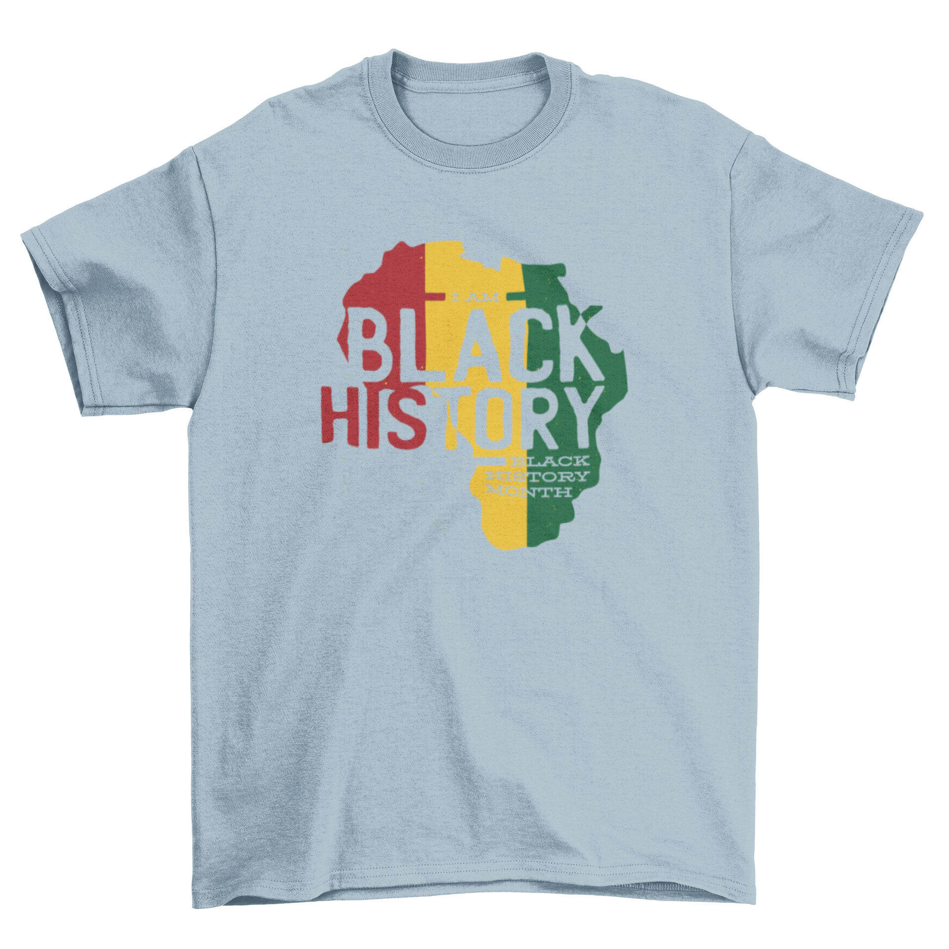 Black History Month T-shirt featuring the African continent and the quote I AM BLACK HISTORY.